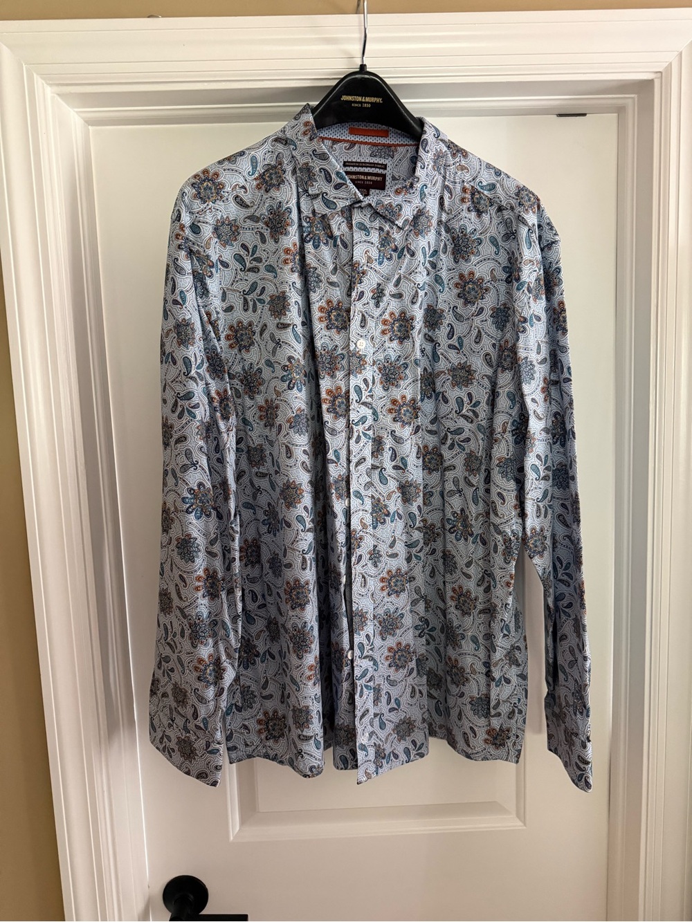 Johnston & Murphy Light Blue Paisley Casual Button-Down Shirt